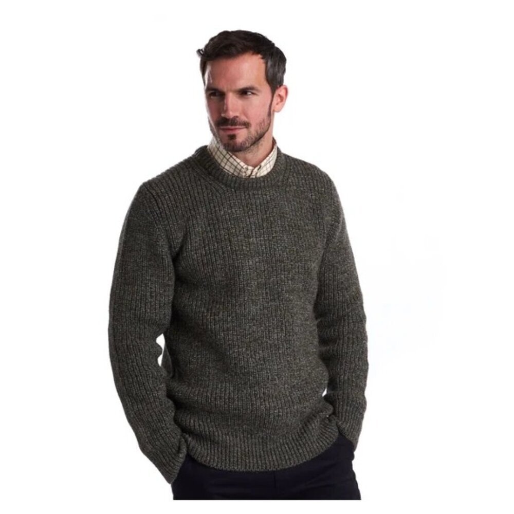 VTG Barbour Tyne Crewneck Derby Tweed Wool Sweater Mens Size 122cm US 3X Classic